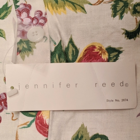 Jennifer Reed Vintage Skirt Linen Blend Retro Botanical Fruit Print White M NWT - Picture 8 of 9